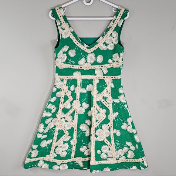 Anthropologie MAEVE Boho Green Floral Dress Sz. 8 - Picture 9 of 13